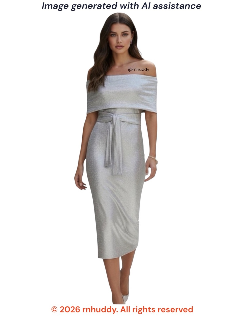 VICI M shimmery off shoulder midi dress